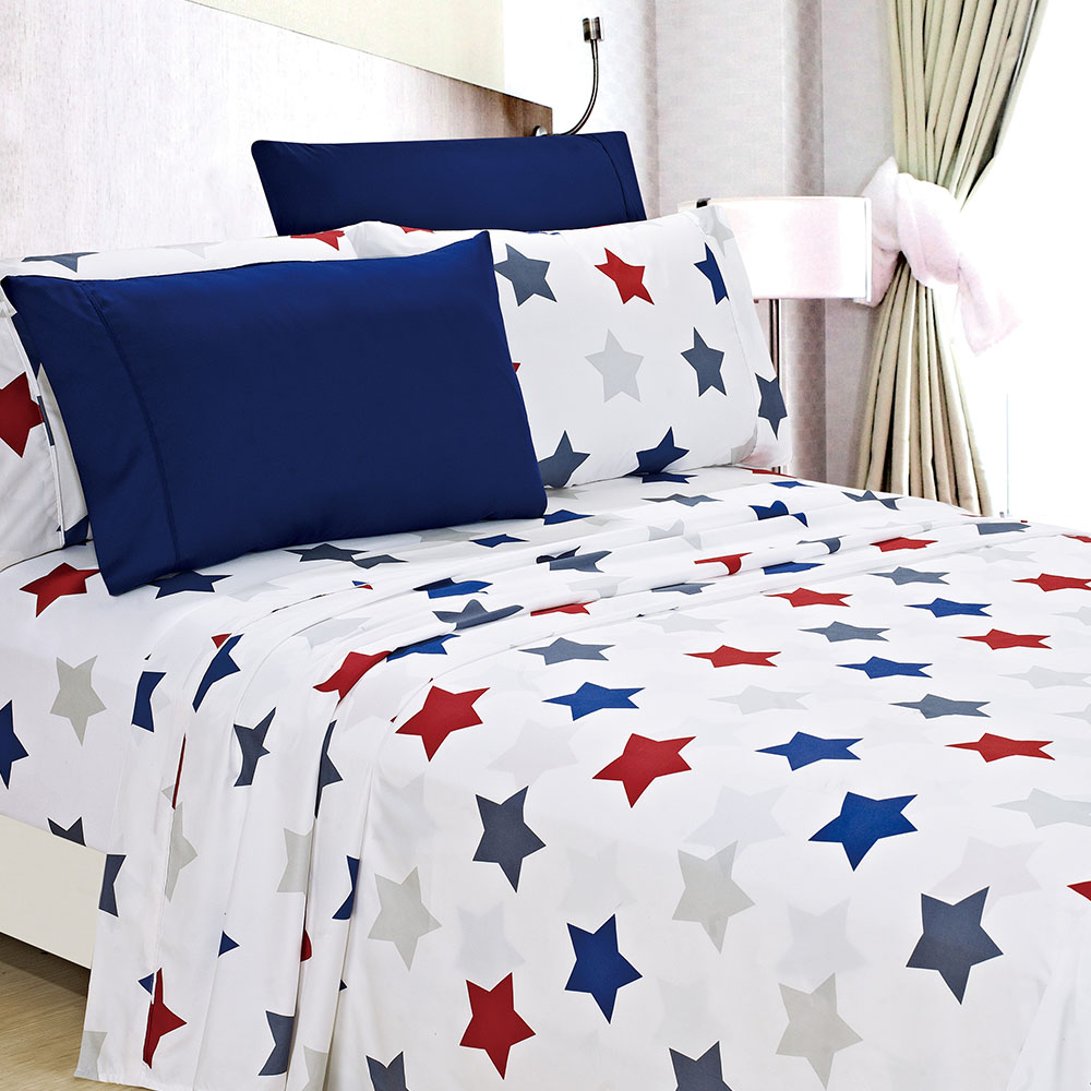 3/4pcs mewah 100% poliester Anti-kedut dan anti-noda microfiber bercetak set cadar dipasang set peralatan tempat tidur